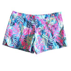 Lilly Pulitzer Women's Sz XL Blue & Pink Floral Print Ocean View SHORT